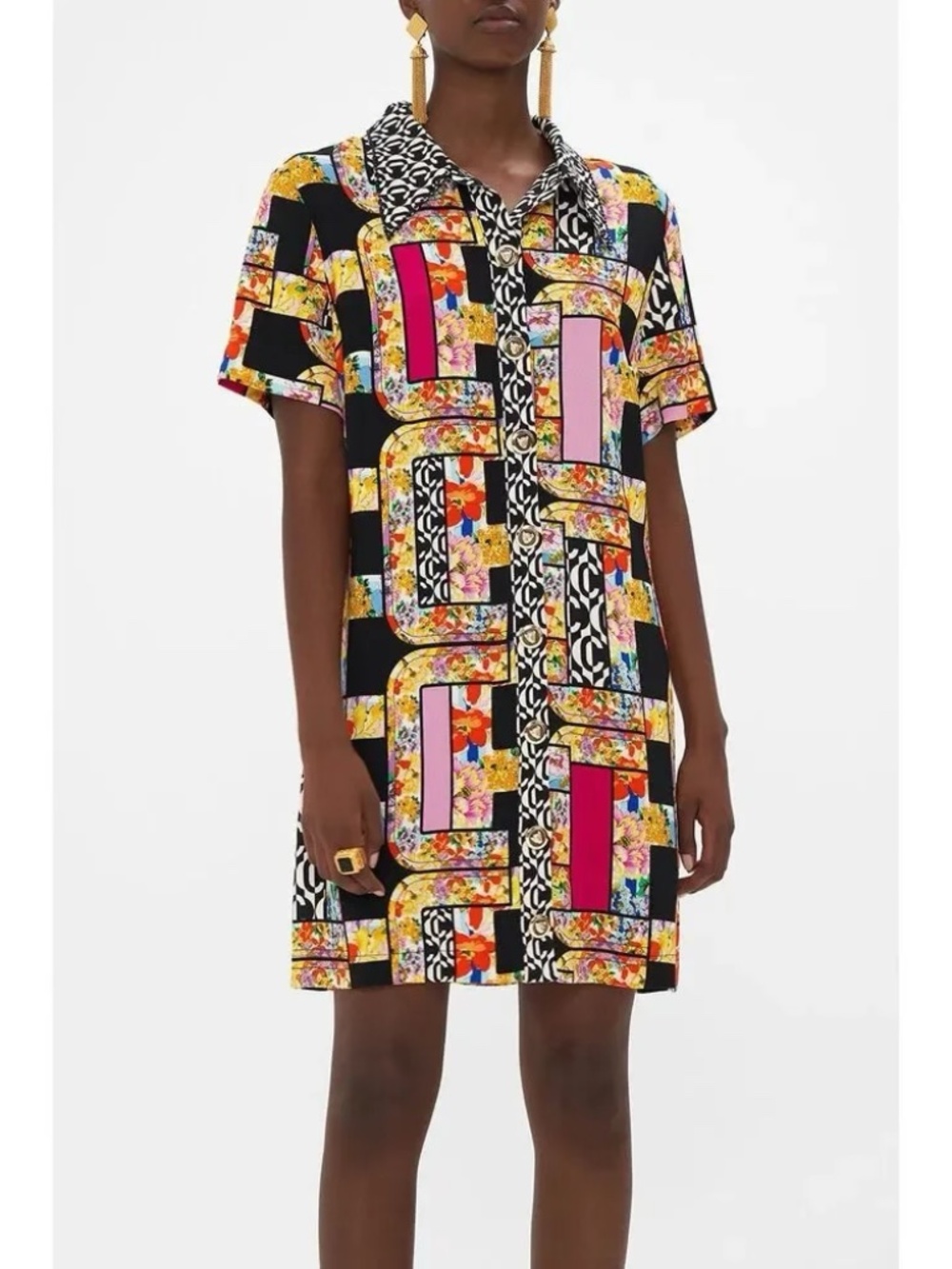 CAMILLA Signora Milano Button Front Mini Dress Size S